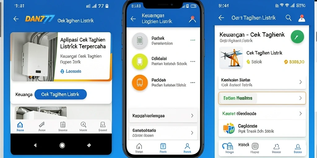 Antarmuka aplikasi DAN777 untuk cek tagihan listrik.
