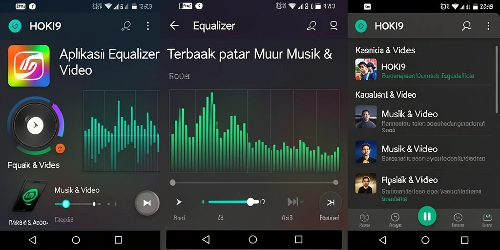 Antarmuka HOKI9 menampilkan kontrol Equalizer yang mudah dan interaktif.