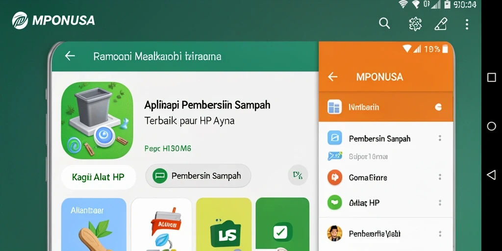 Antarmuka MPONUSA menampilkan proses pembersihan sampah yang efisien.