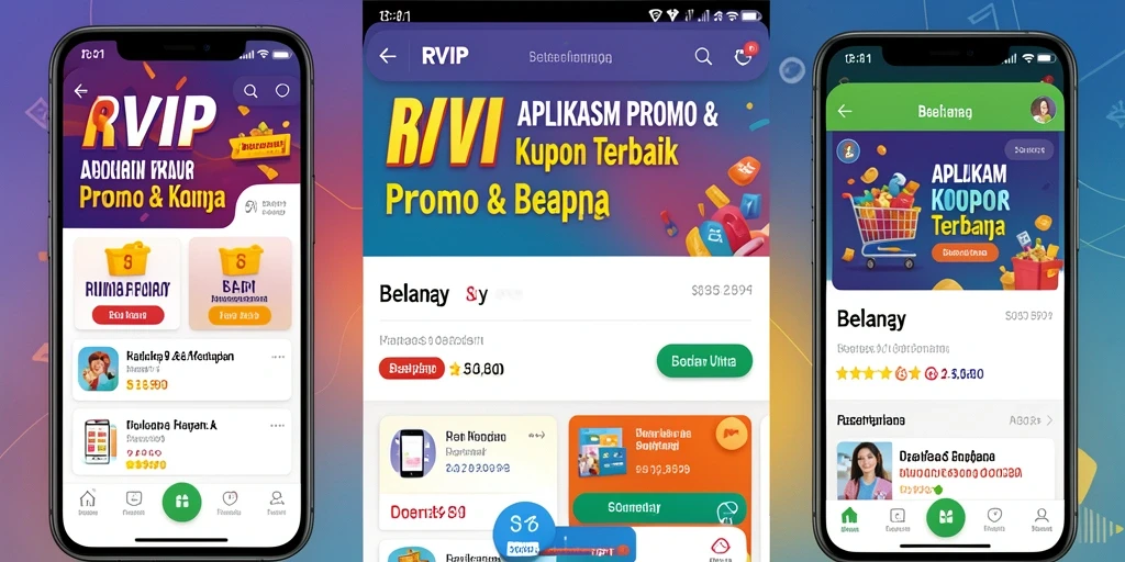 Tampilan antarmuka aplikasi RVIP dengan berbagai promo menarik.