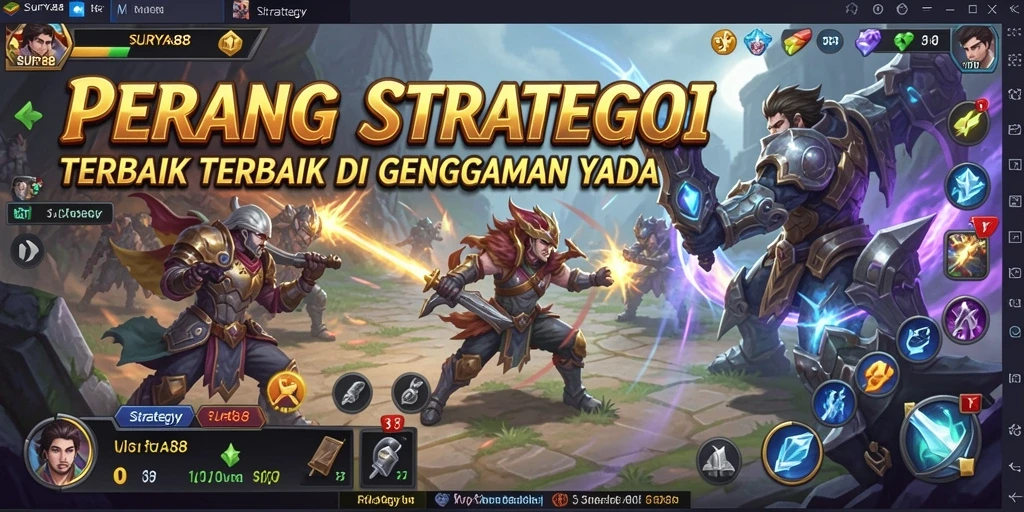 Antarmuka permainan SURYA88 yang menampilkan strategi pertempuran yang mendebarkan.